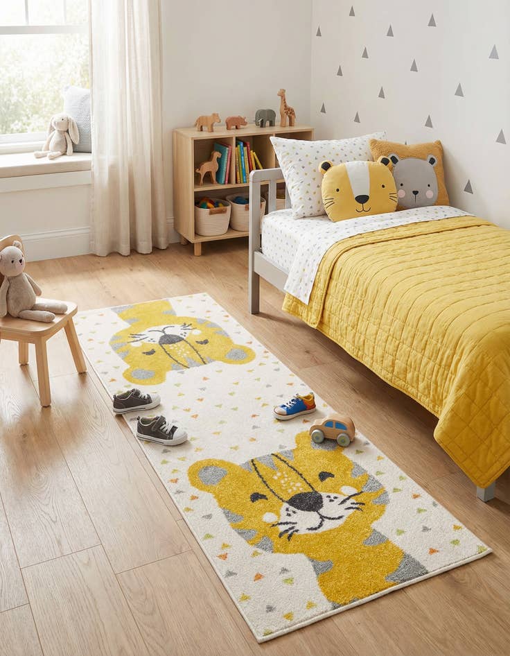 Detail image of 2' 2 x 6' Tiger Whimsy Kids Runner Rug