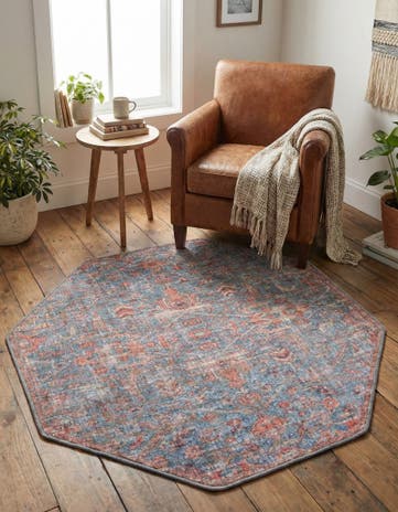 5' 3 x 5' 3 Washable Nostalgia Octagon Rug