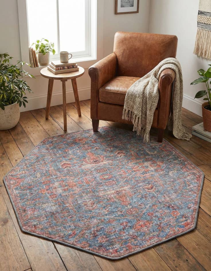 Detail image of 5' 3 x 5' 3  Washable Nostalgia Octagon Rug