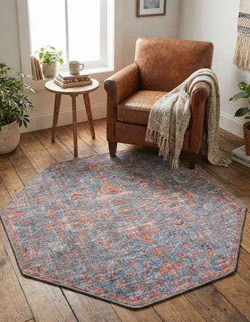 5' 3 x 5' 3 Washable Nostalgia Octagon Rug