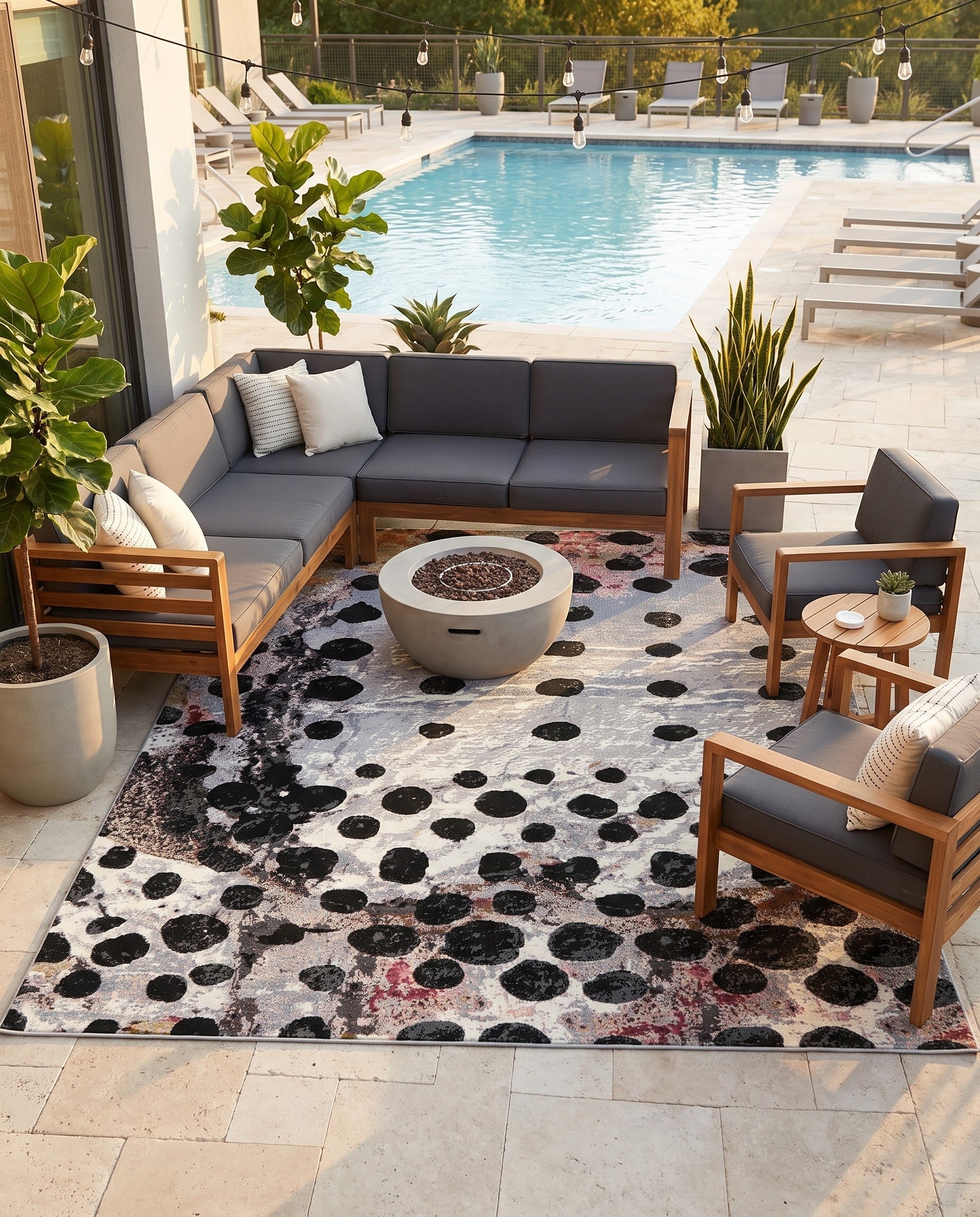 7' 10 x 10' Easy-Clean Modern Indoor / Outdoor Rug