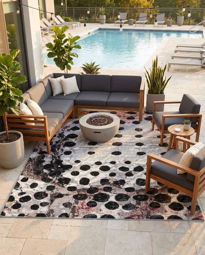 7' 10 x 10' Easy-Clean Modern Indoor / Outdoor Rug