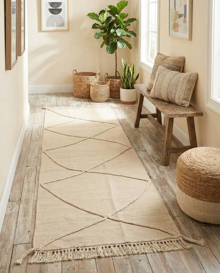 Detail image of 2' 6 x 8' 4 Hand Knotted Moroccan Wool Runner Rug