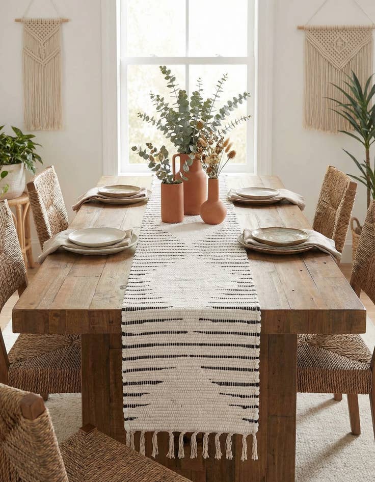 Detail image of  1' 2 x 10'  Hand Woven Chindi Cotton Table Runner Rug