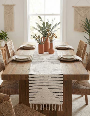 White Hand Woven Chindi Cotton Table Runner Rug