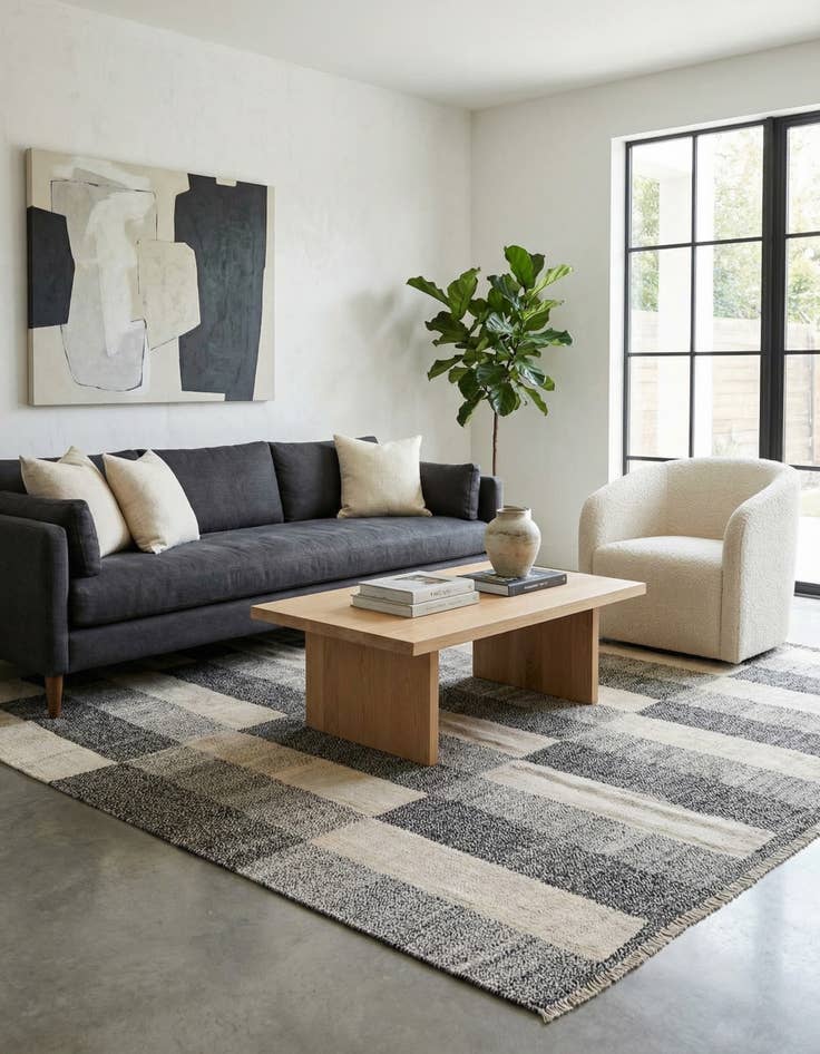 Detail image of  6' 8 x 9' 10  Hand Woven Kilim Modern Wool Rug