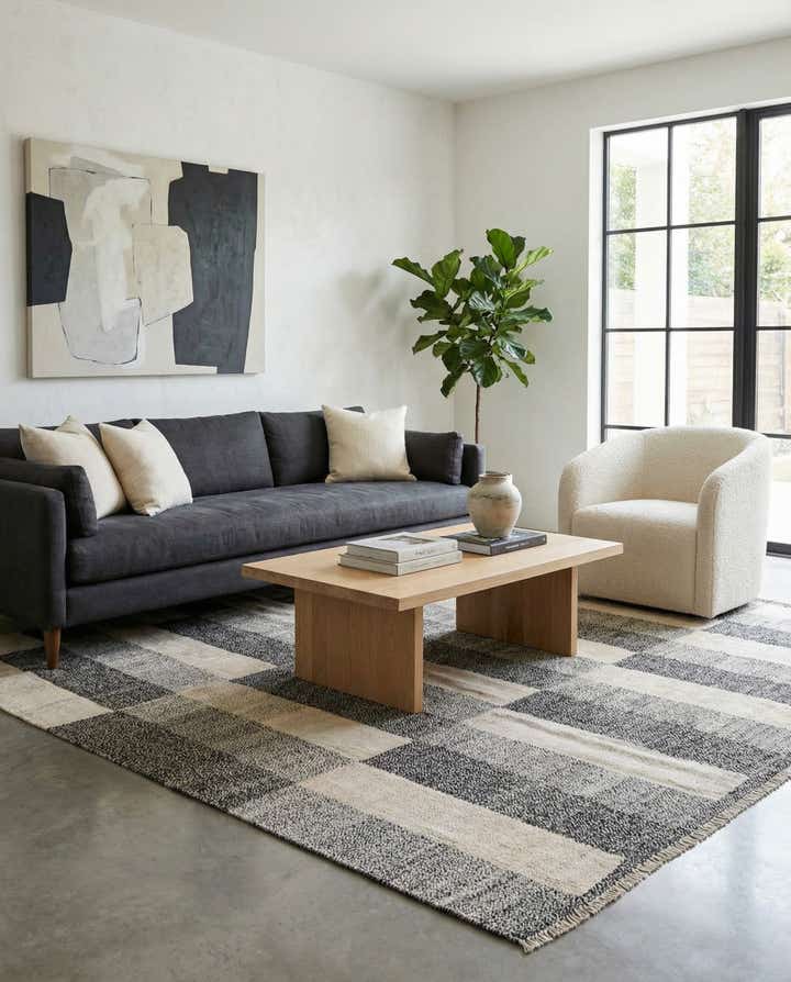 6' 8 x 9' 10 Hand Woven Kilim Modern Wool Rug