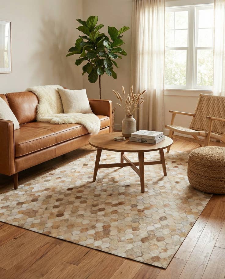 Detail image of 4' 8 x 6' 7 Cowhide Stocks Rug