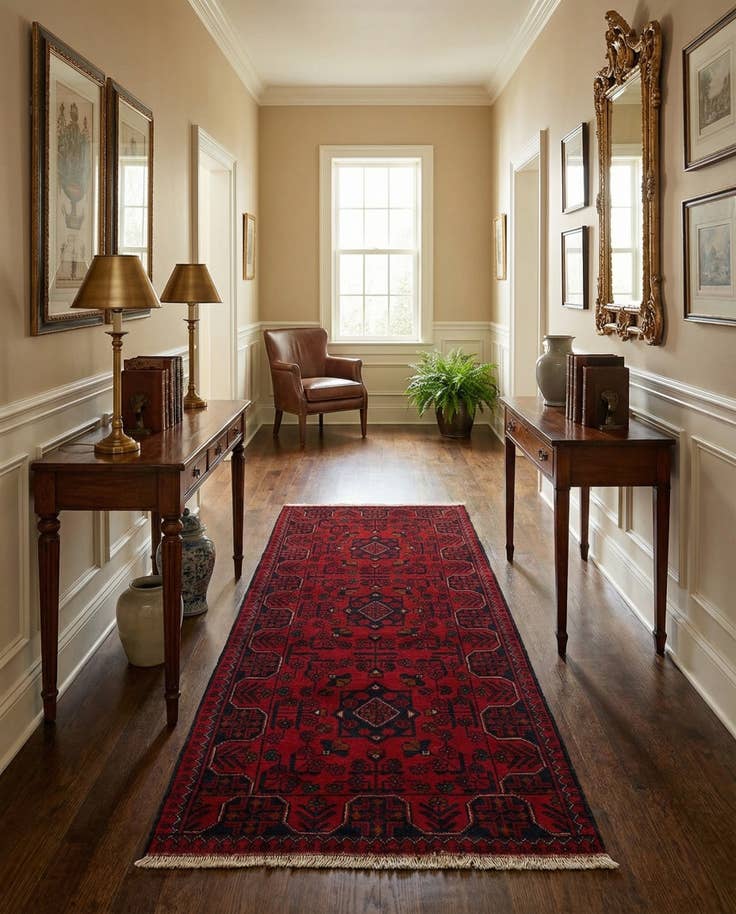 Detail image of 2' 7 x 6' 5 Hand Knotted Khal Mohammadi Wool Runner Rug