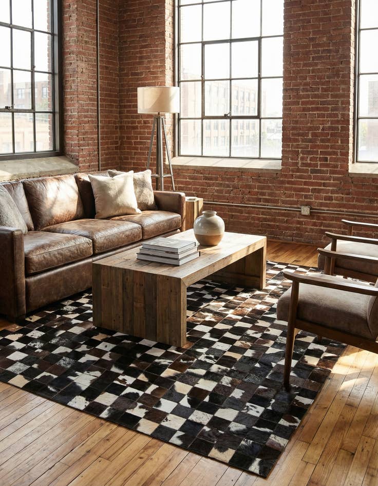 Detail image of 5' x 7' 11 Cowhide Stocks Rug