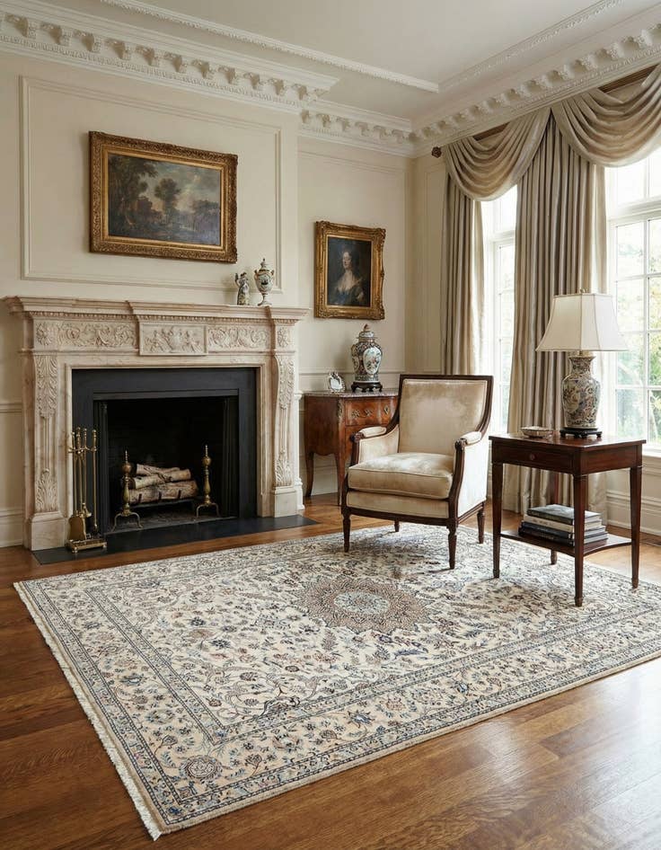 Detail image of 4' 1 x 6' 11  Hand Knotted Nain Rug