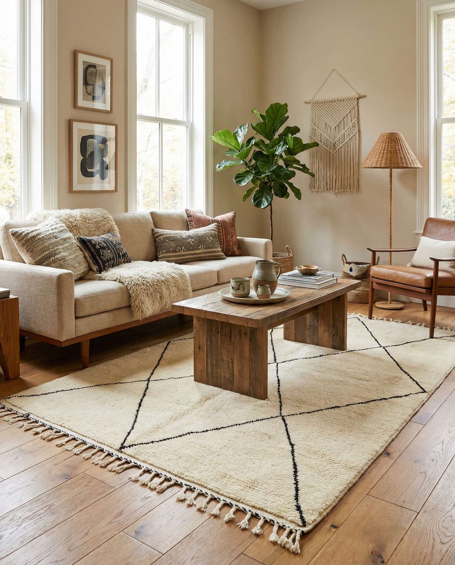 5' 3 x 7' 9 Hand Knotted Moroccan Wool Rug