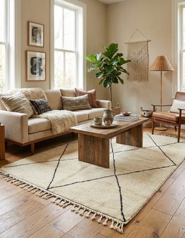 5' 3 x 7' 9 Hand Knotted Moroccan Wool Rug