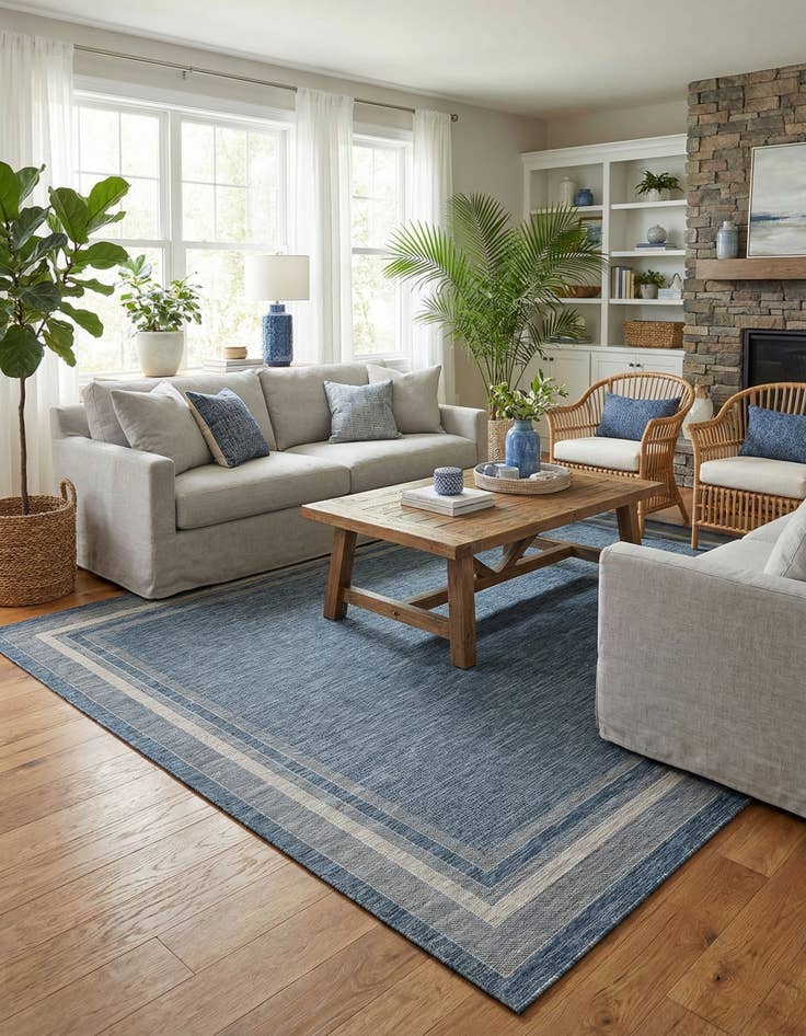 Detail image of  10' x 14'  Washable Border Indoor / Outdoor Rug