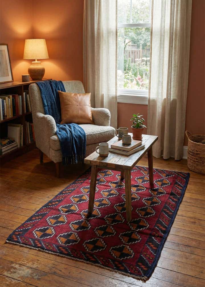 3' x 4' 5 Hand Knotted Balouch Persian Wool Rug