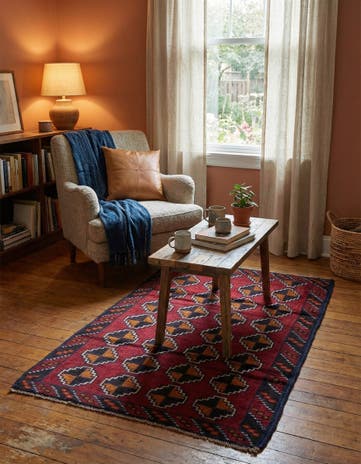 3' x 4' 5 Hand Knotted Balouch Persian Wool Rug