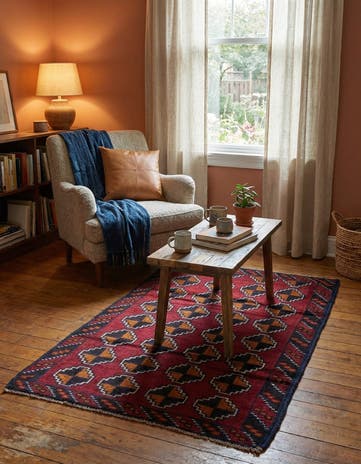 3' x 4' 5 Hand Knotted Balouch Persian Wool Rug