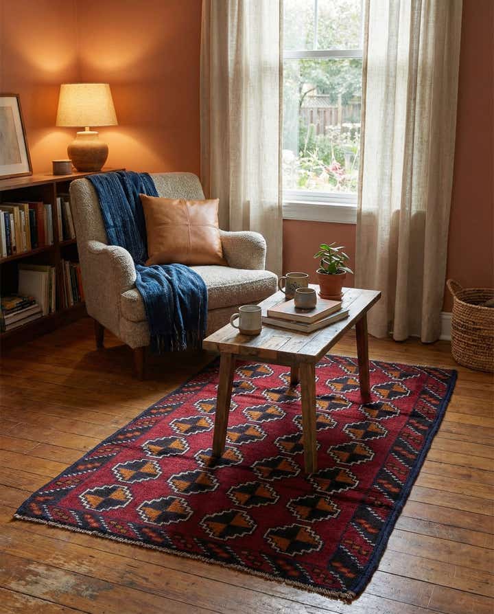 3' x 4' 5 Hand Knotted Balouch Persian Wool Rug