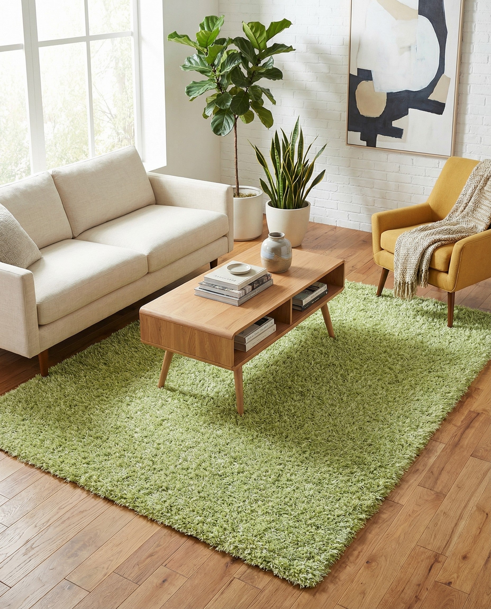 5' x 6' 6  Hand Knotted Solid Shag Rug