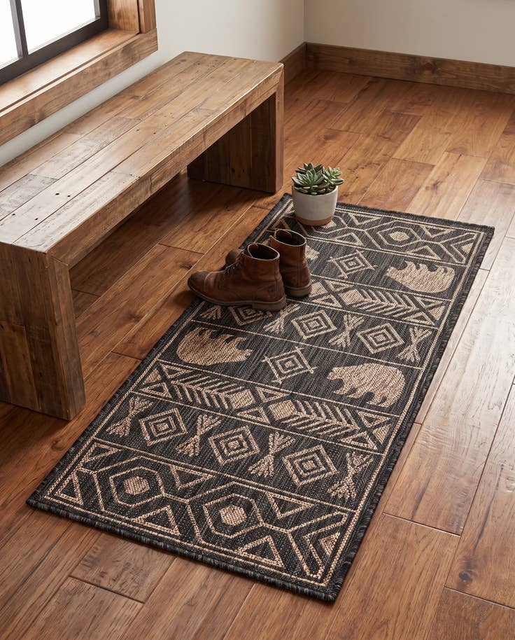 Detail image of 2' x 4' Easy-Clean Southwestern Indoor / Outdoor Runner Rug