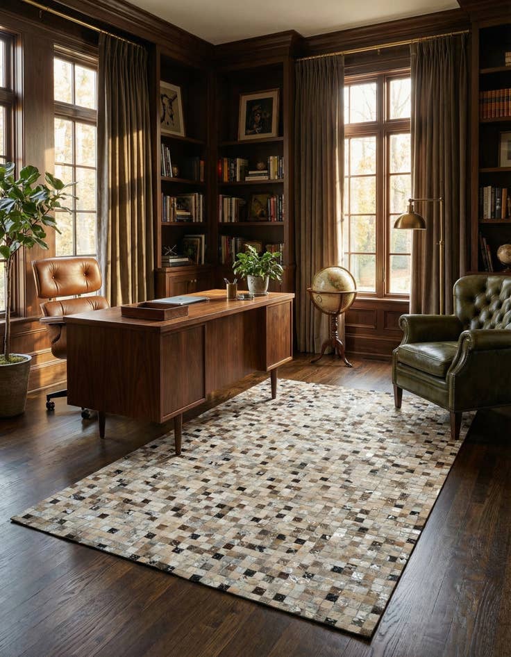 Detail image of 4' 11 x 7' 11 Cowhide - Patchwork Rug