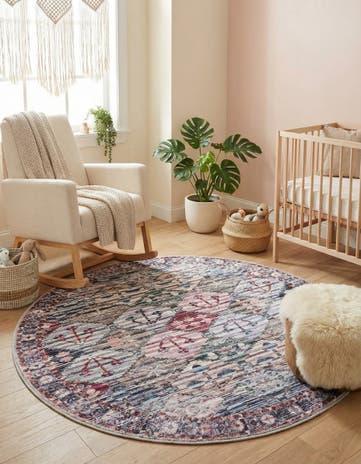 4' x 4' Washable Mangata Round Rug