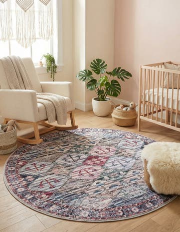 4' x 4' Washable Mangata Round Rug