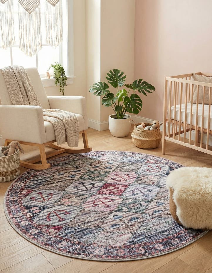 4' x 4' Washable Mangata Round Rug
