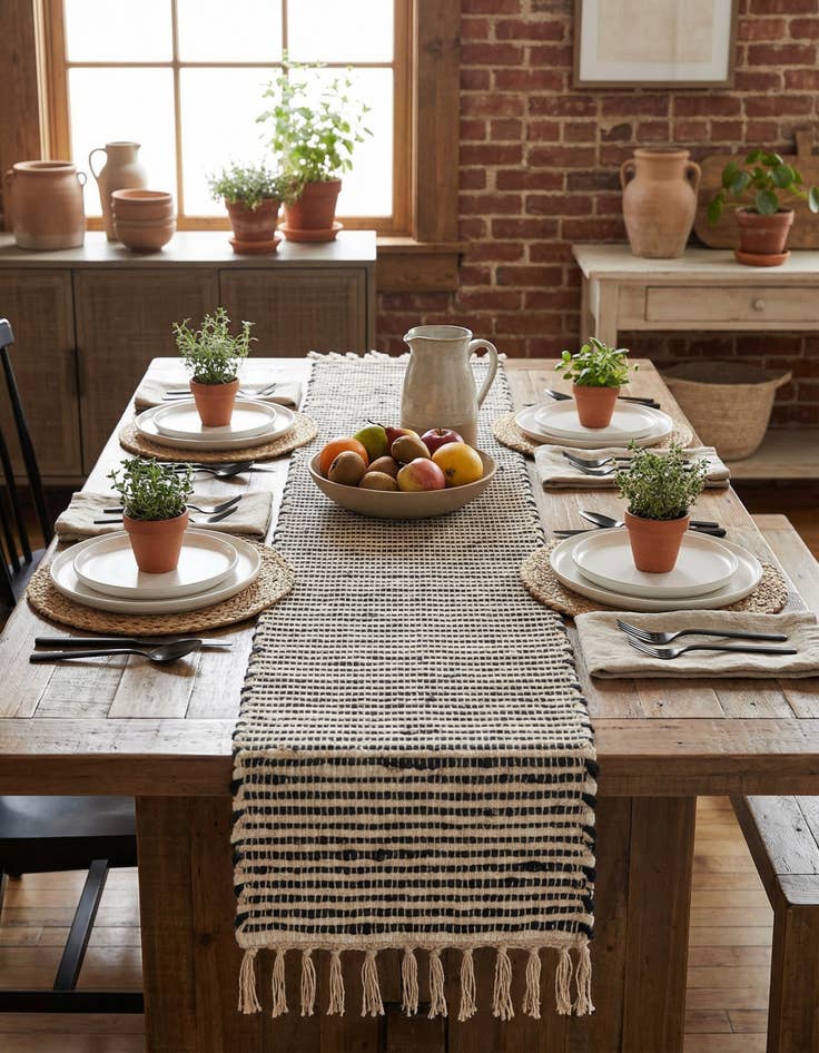 Detail image of  1' 2 x 10'  Hand Woven Chindi Jute Table Runner Rug