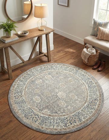 Gray Viola Round Rug