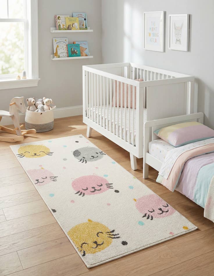 Detail image of 2' 2 x 4' Cats Whimsy Kids Runner Rug