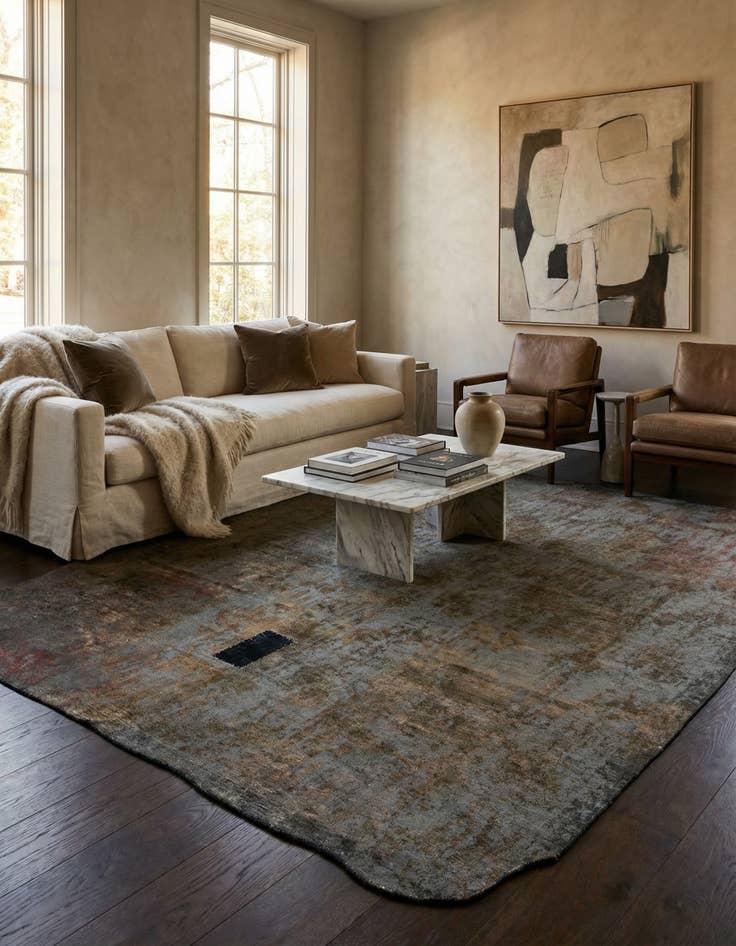 Detail image of 9' 5 x 12'  Hand Knotted Ultra Vintage Persian Wool Rug