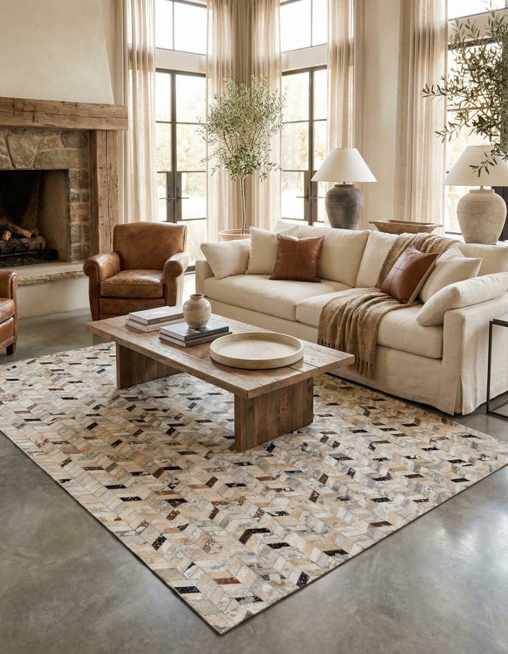 Detail image of 5' 4 x 7' 7 Cowhide Stocks Rug