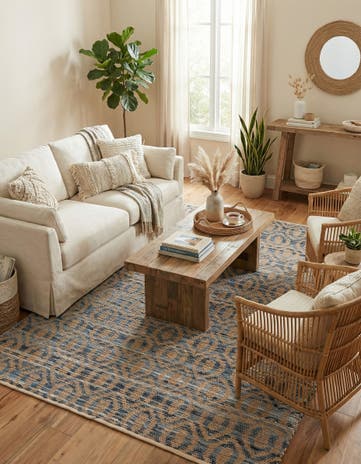 Navy Blue Hand Woven Chindi Jute Rug