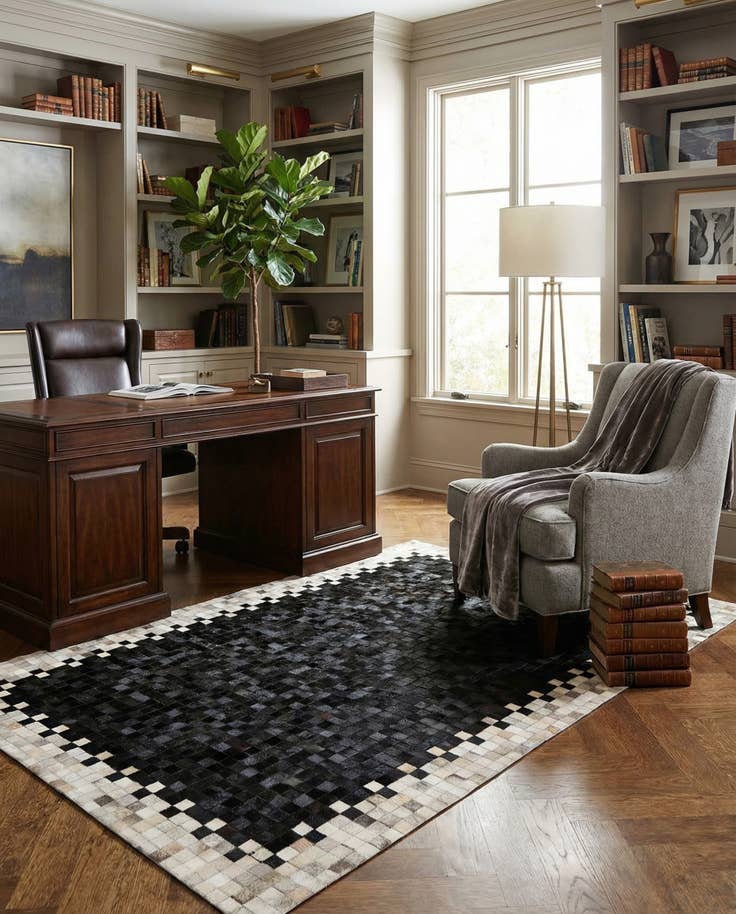 Detail image of 5' 2 x 8' Cowhide - Patchwork Rug