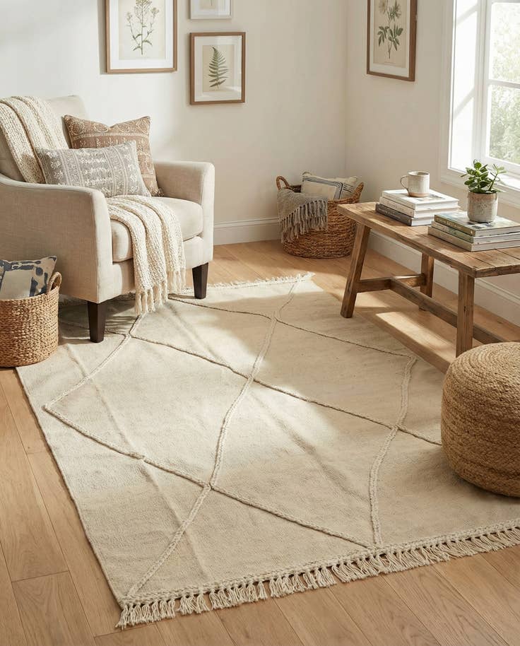 Detail image of 4' 1 x 5' 11 Hand Knotted Moroccan Wool Rug