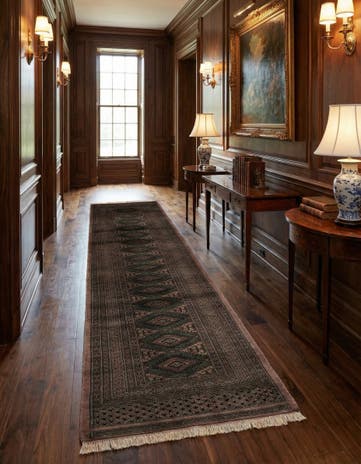 2' 7 x 11' 9 Hand Knotted Bokhara Oriental Wool Runner Rug