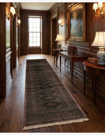 2' 7 x 11' 9 Hand Knotted Bokhara Oriental Wool Runner Rug