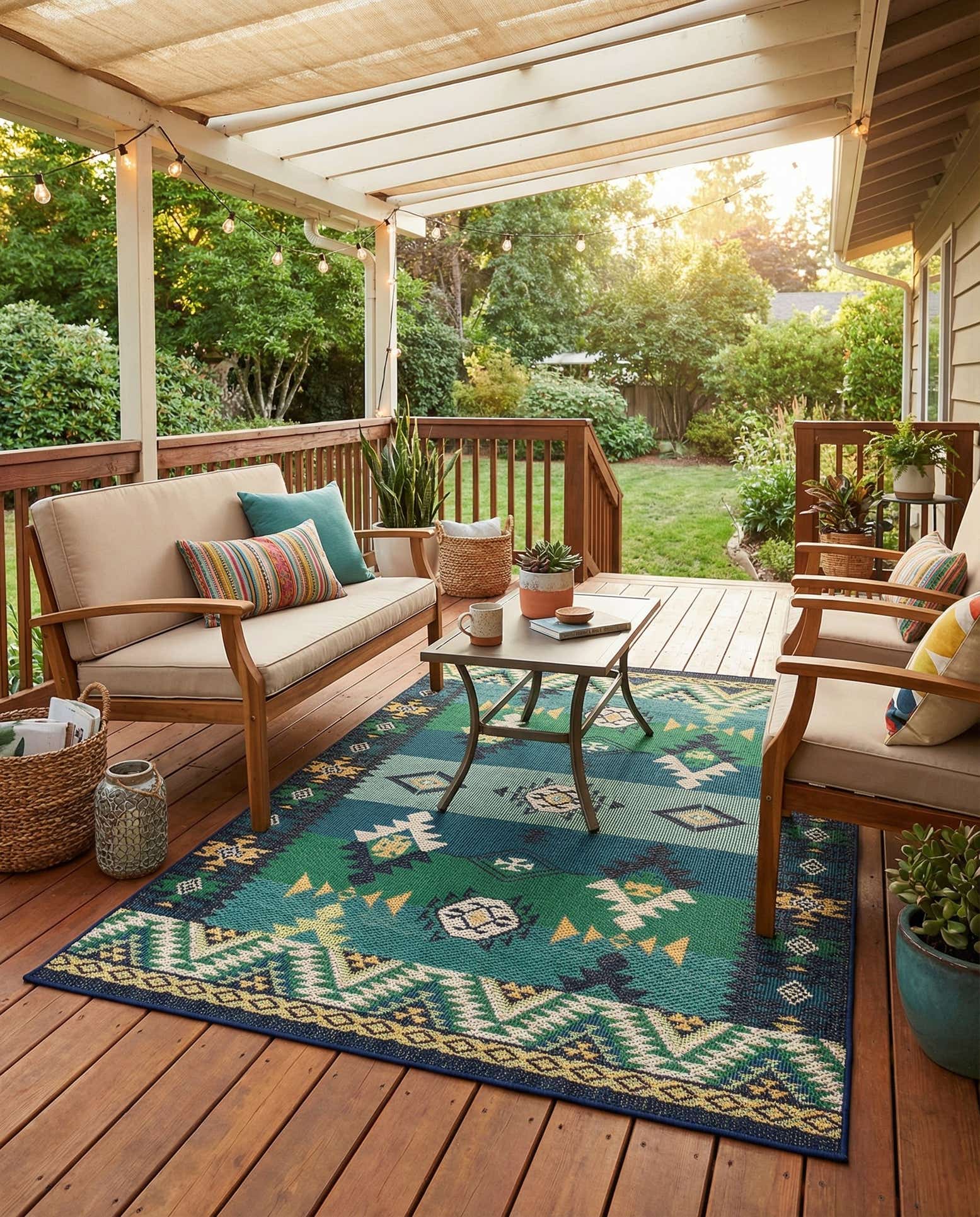 5' 3 x 8' Easy-Clean Baja Indoor / Outdoor Rug