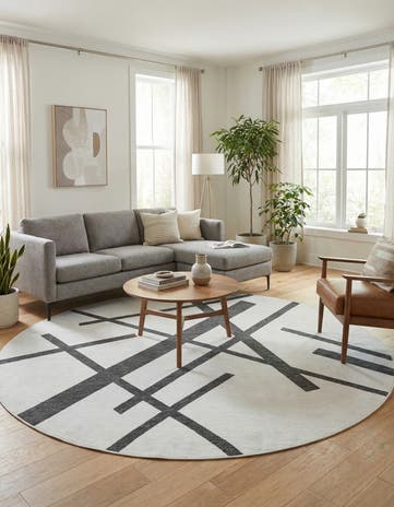 10' x 10' Easy-Clean Modern Indoor / Outdoor Round Rug