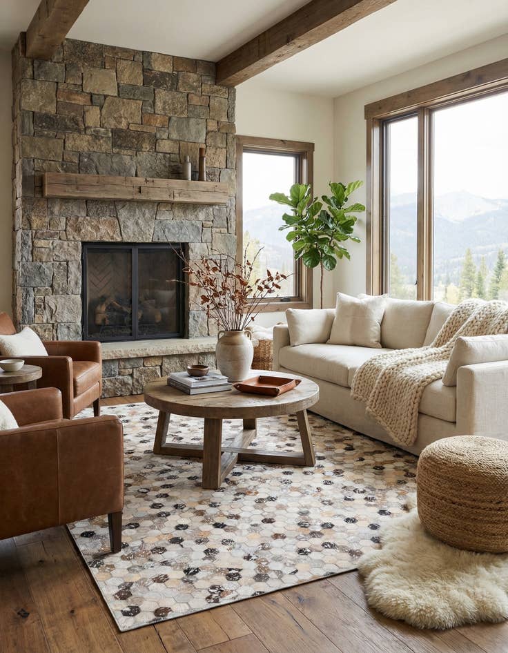 Detail image of 4' 8 x 6' 7 Cowhide Rug