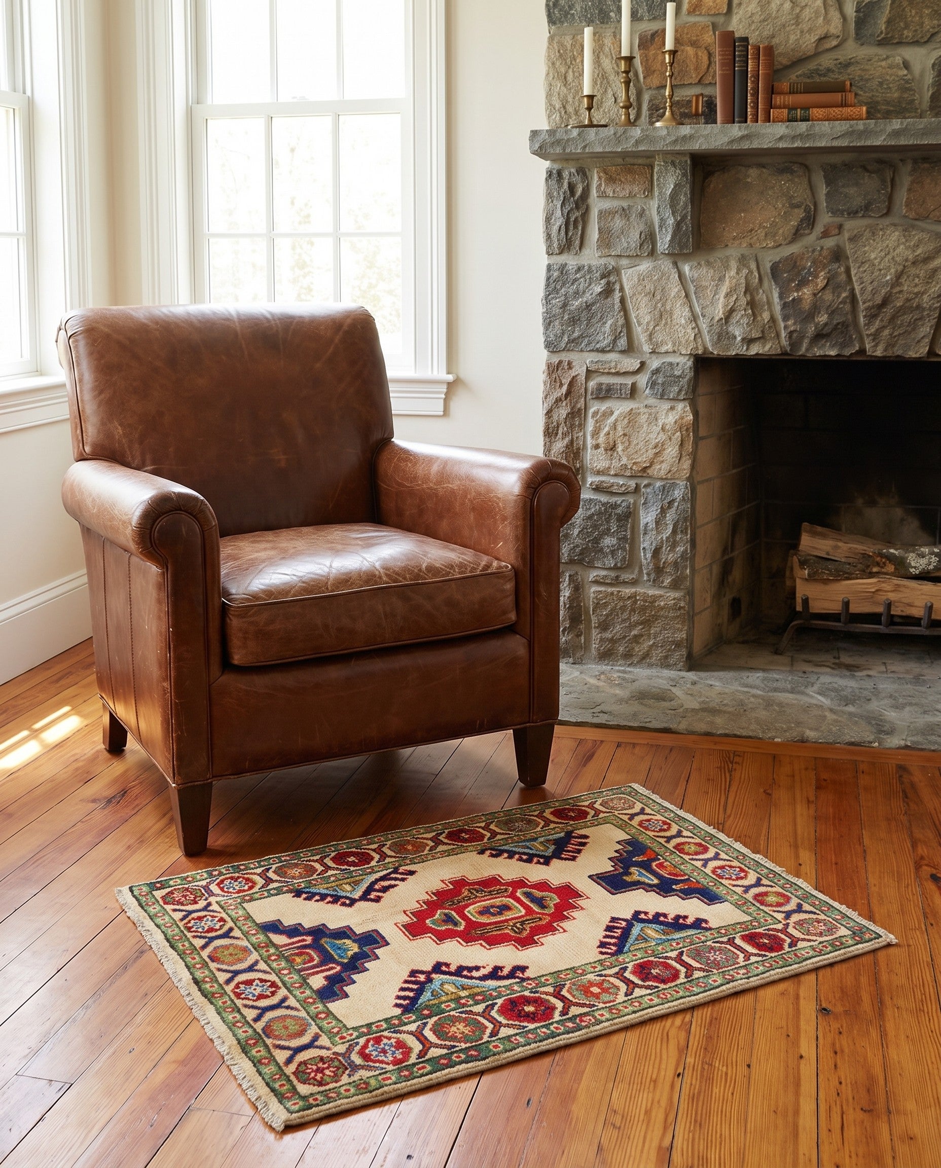 2' x 2' 9 Hand Knotted Kazak Rug