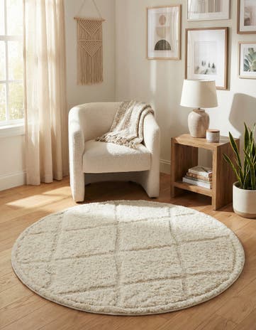 3' 3 x 3' 3 Lattice Shag Round Rug