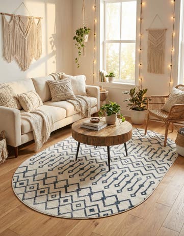 5' 3 x 8' Bohemian Trellis Oval Rug