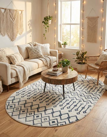 5' 3 x 8' Bohemian Trellis Oval Rug