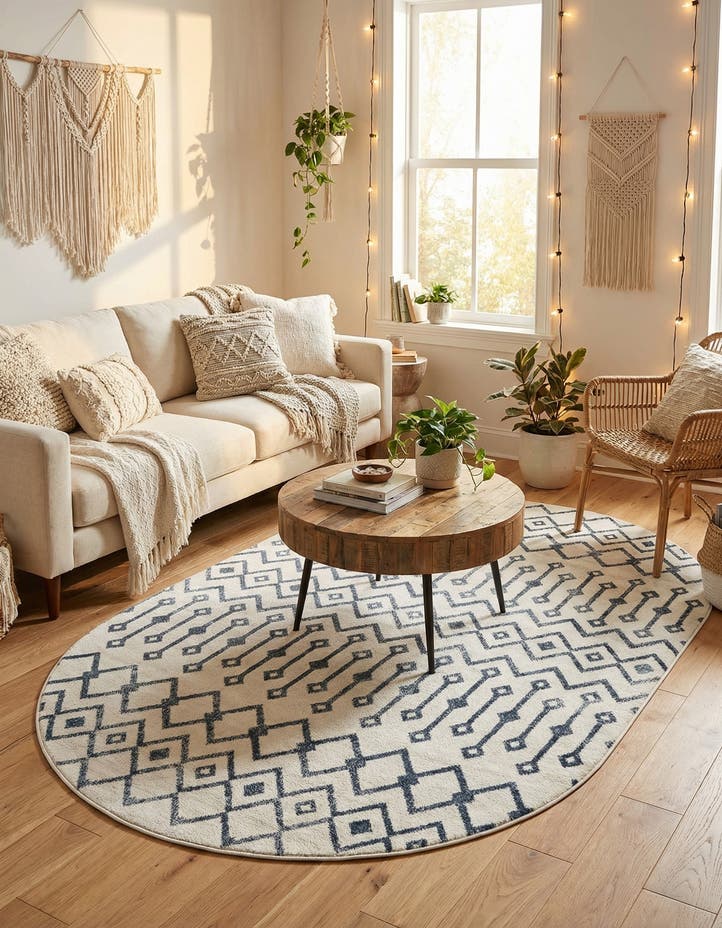 5' 3 x 8' Bohemian Trellis Oval Rug