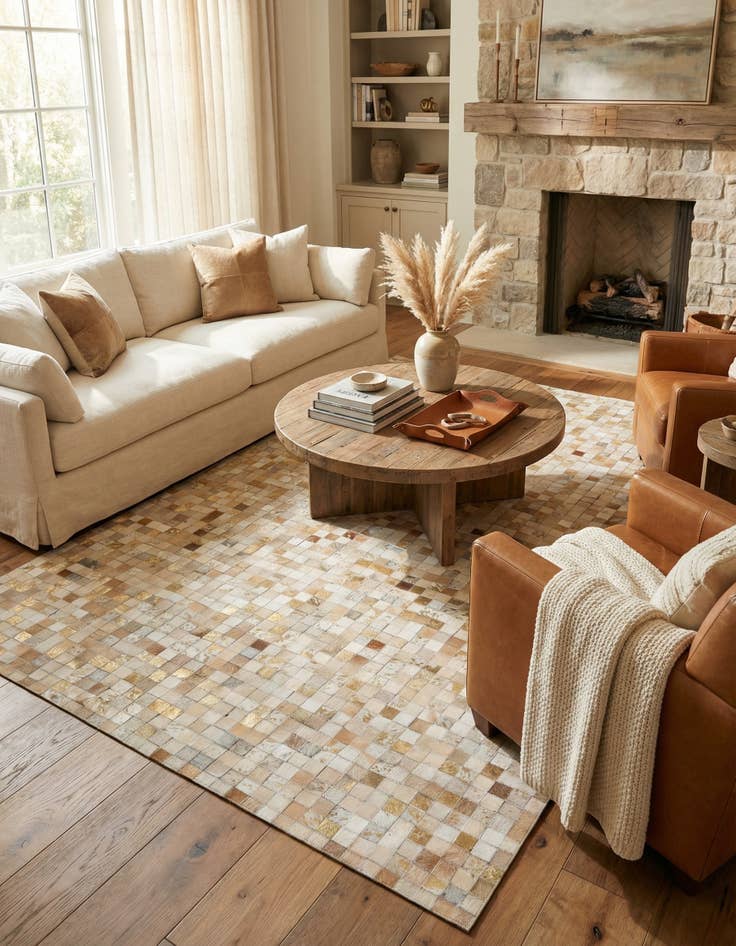 Detail image of  5' 1 x 7' 10 Cowhide Leather Rug