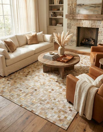 5' 1 x 7' 10 Cowhide Leather Rug