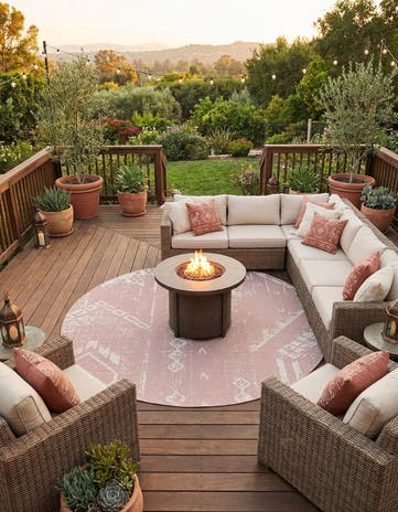 13' x 13' Easy-Clean Bohemian Indoor / Outdoor Round Rug