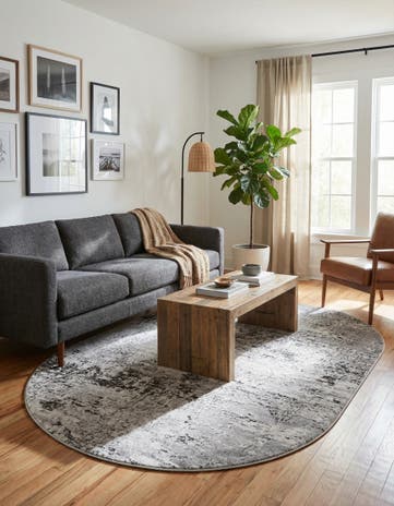 Gray Leipzig Oval Rug